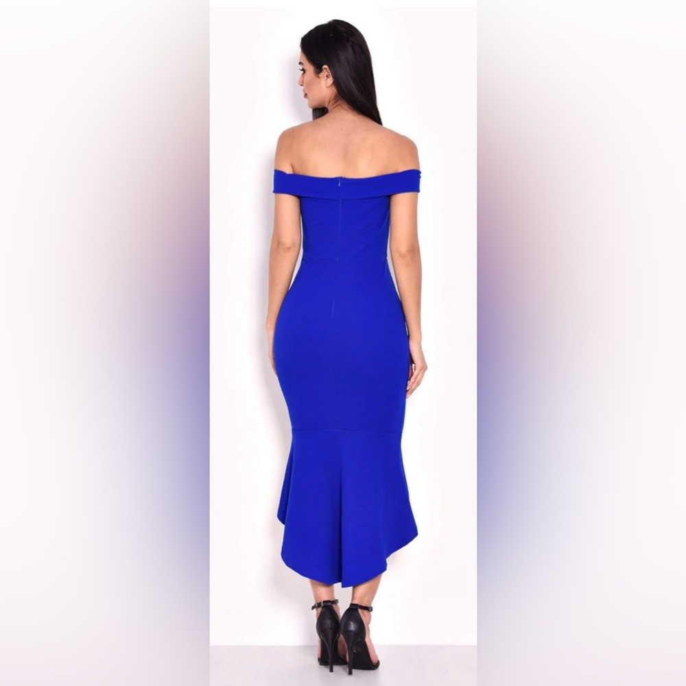 AX PARIS BLUE OFF SHOULDER HIGH LOW DRESS - Picture 2 of 9